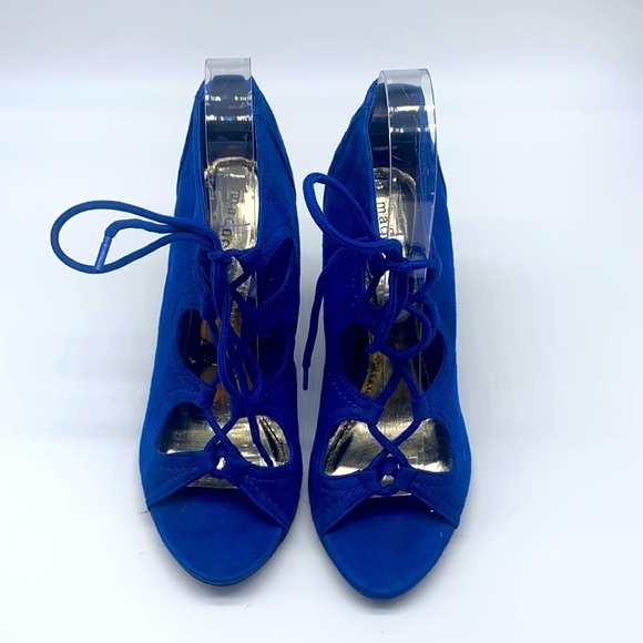 Madden Girl - G- Yani Bold Bright Blue Suede Like Heels Size 7.5 - Picture 1 of 14